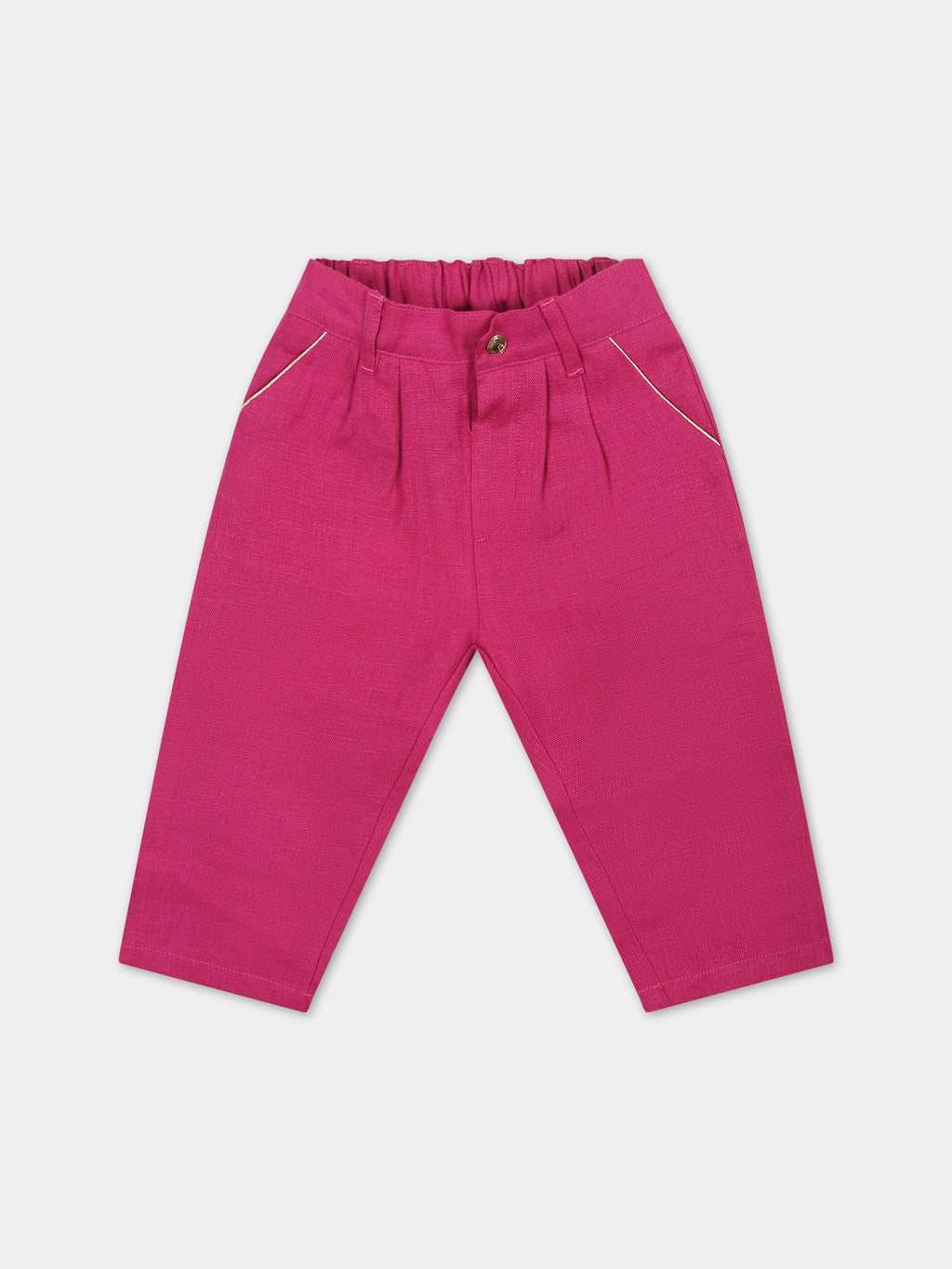 Fuchsia casual trousers for baby gilr with logo
